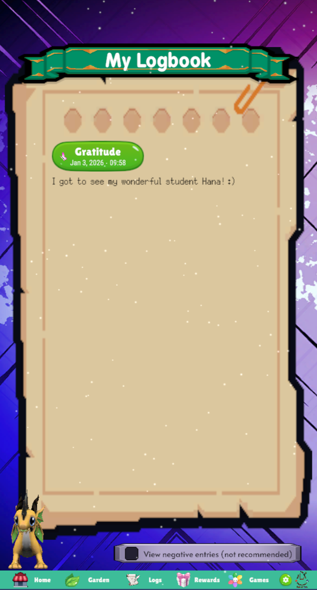 Kokoron logbook with hidden negative entries