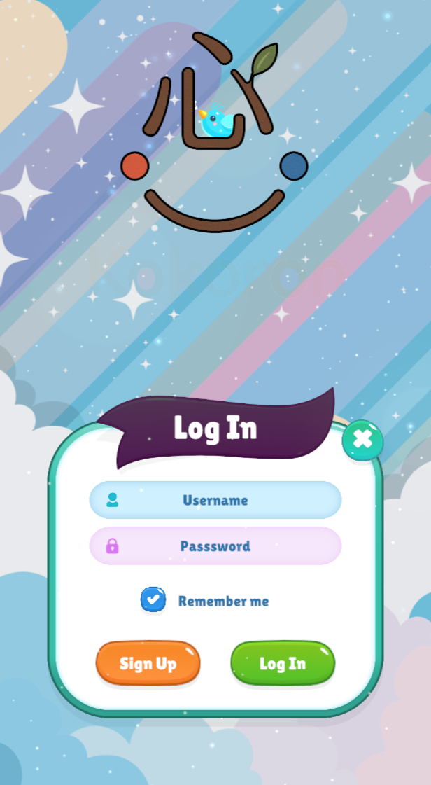 Kokoron login screen